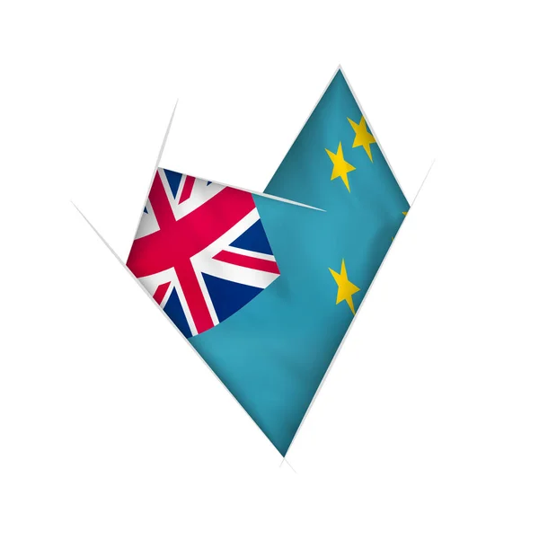 Corazón Torcido Dibujado Con Bandera Tuvalu — Archivo Imágenes Vectoriales