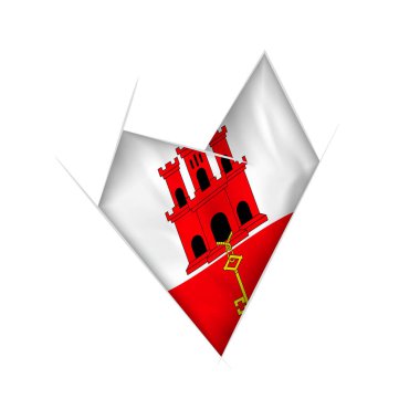 Gibraltar bayrağı ile çizili çarpık kalp