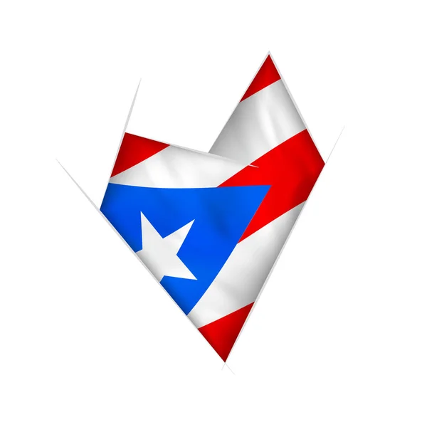 Esboçado Coração Torto Com Bandeira Porto Rico —  Vetores de Stock