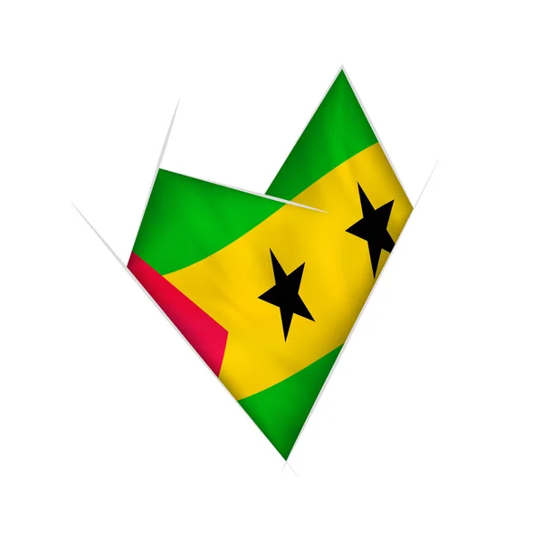 Кривое Сердце Флагом Сан Томе Принсипи — стоковый вектор