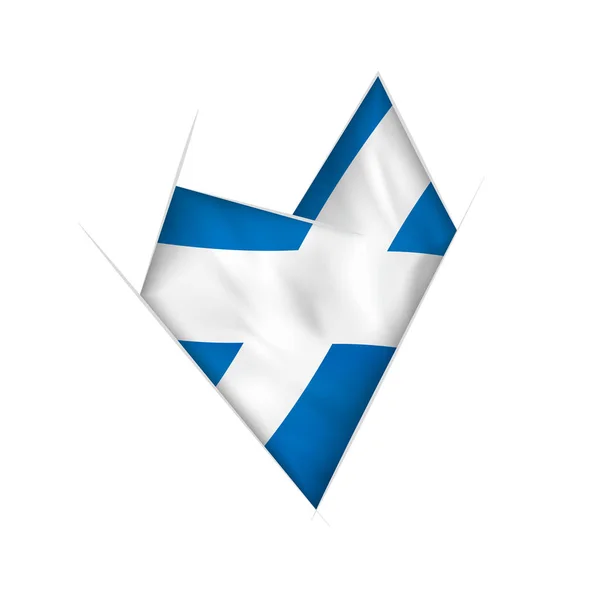 Corazón Torcido Dibujado Con Bandera Escocia — Vector de stock