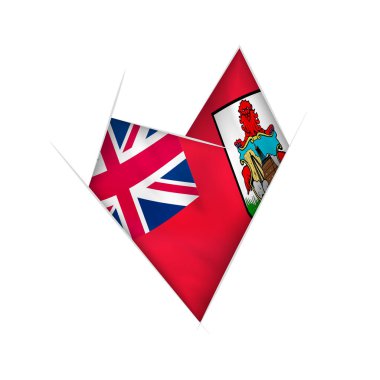 Bermuda bayrağı ile çizili çarpık kalp