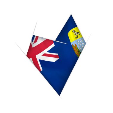 Saint Helena bayrağı ile çizili çarpık kalp