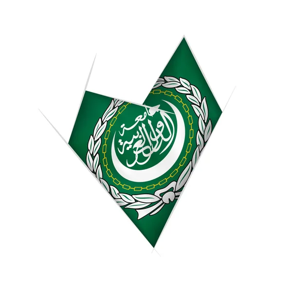 Gezeichnetes Schiefes Herz Mit Fahne Der Arabischen Liga — Stockvektor
