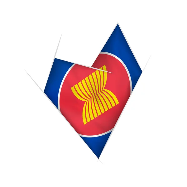 Corazón Torcido Dibujado Con Bandera Asean — Vector de stock