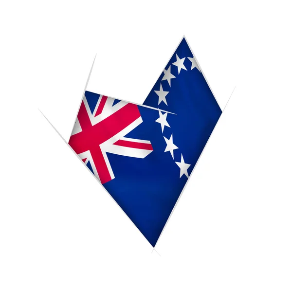 Skissade Krokiga Hjärta Med Flagga Cooköarna — Stock vektor