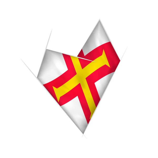 Corazón Torcido Dibujado Con Bandera Guernsey — Archivo Imágenes Vectoriales