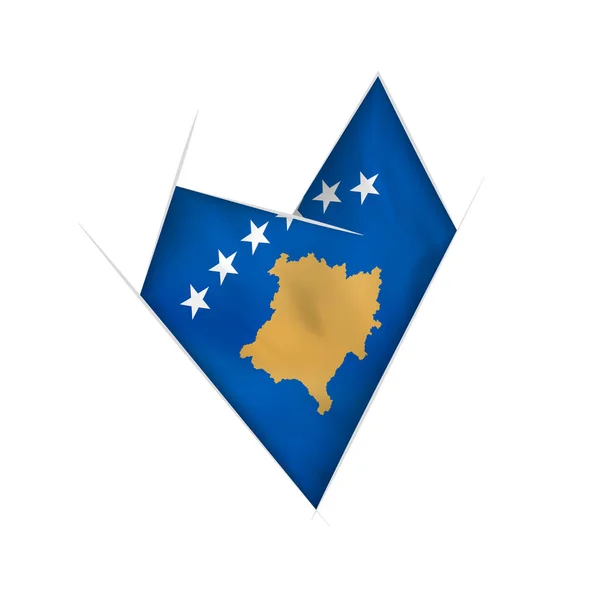 Esboçado Coração Torto Com Bandeira Kosovo — Vetor de Stock