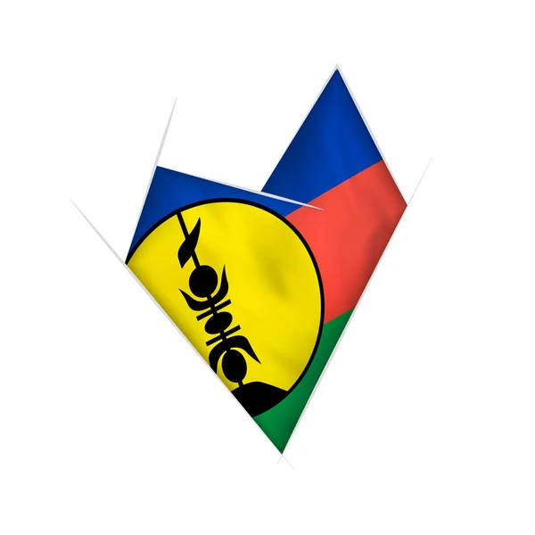Getekende Kromme Hart Met Vlag Van Nieuw Caledonië — Stockvector