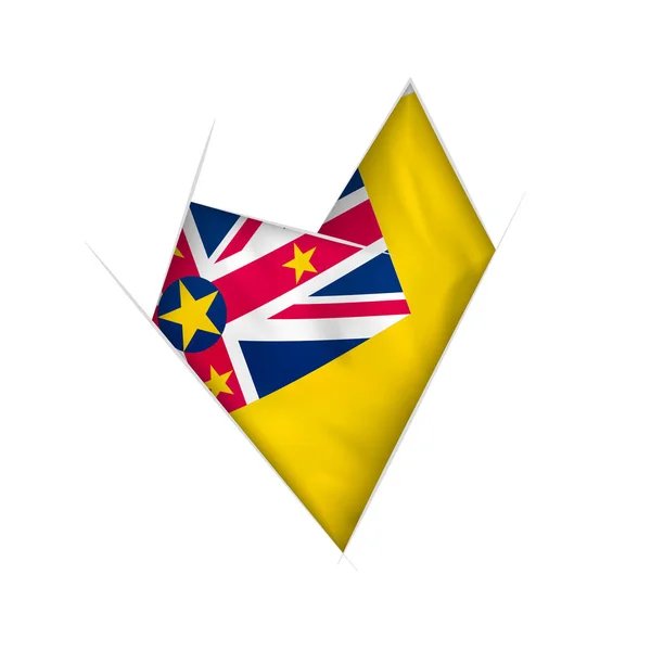 Corazón Torcido Dibujado Con Bandera Niue — Archivo Imágenes Vectoriales