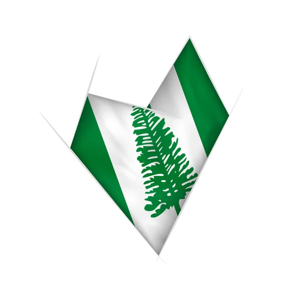 Esboçado Coração Torto Com Bandeira Norfolk Island — Vetor de Stock