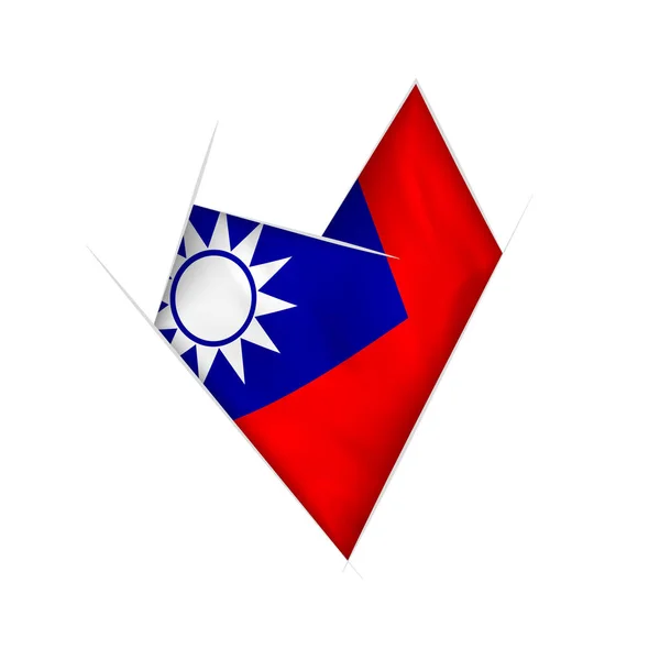 Кривое Сердце Флагом Тайваня — стоковый вектор