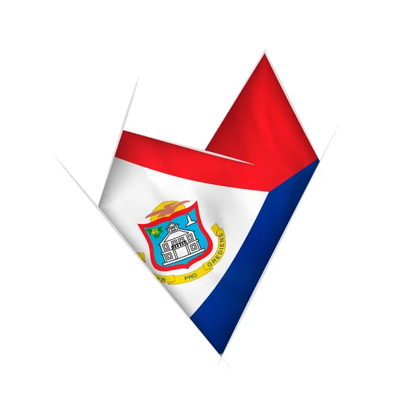 Getekende Kromme Hart Met Vlag Van Sint Maarten — Stockvector