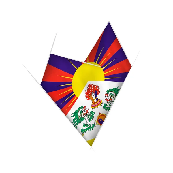 Gezeichnetes Schiefes Herz Mit Tibet Fahne — Stockvektor