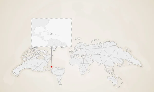 Χάρτη Της Αϊτής Γείτονες Χώρες Καρφώθηκε Στον Παγκόσμιο Χάρτη Αφηρημένη — Διανυσματικό Αρχείο