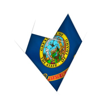 Kabataslak çarpık kalp Idaho bayrağı ile