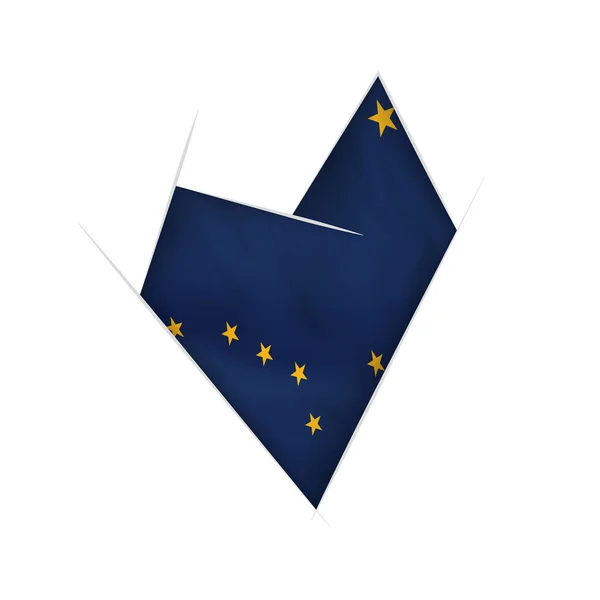 Corazón Torcido Dibujado Con Bandera Alaska — Vector de stock