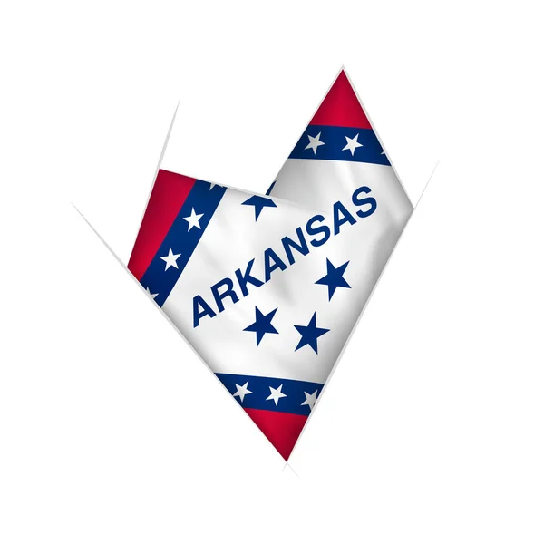 Sketched Crooked Heart Flag Arkansas — Stock Vector