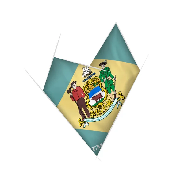 Σκιαγραφημένο Στραβό Καρδιά Σημαία Του Delaware — Διανυσματικό Αρχείο