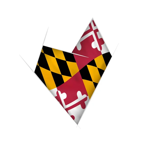 Getekende Kromme Hart Met Vlag Van Maryland — Stockvector