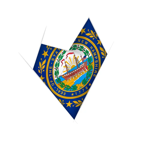 Corazón Torcido Dibujado Con Bandera New Hampshire — Vector de stock