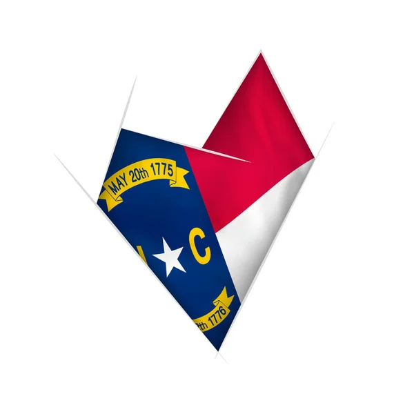Corazón Torcido Dibujado Con Bandera Carolina Del Norte — Archivo Imágenes Vectoriales