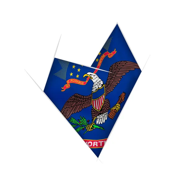 Σκιαγραφημένο Στραβό Καρδιά Σημαία Της Βόρειας Ντακότας — Διανυσματικό Αρχείο