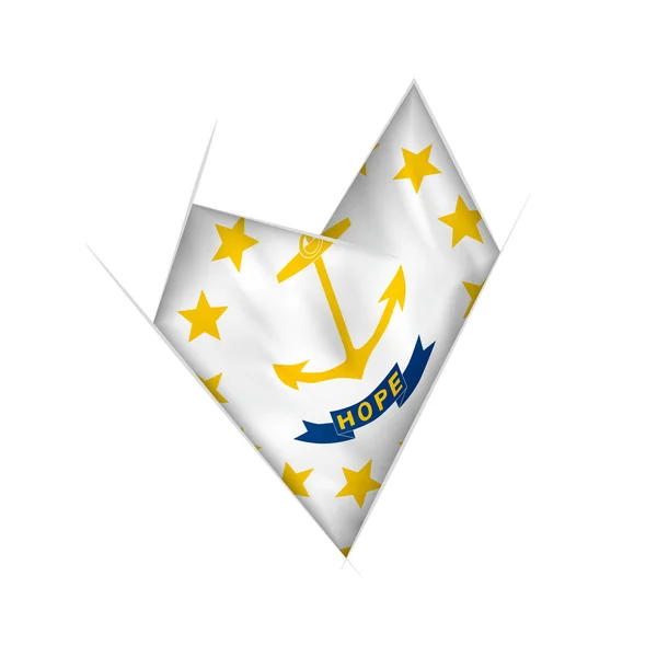 Σκιαγραφημένο Στραβό Καρδιά Σημαία Του Ρόουντ Άιλαντ — Διανυσματικό Αρχείο