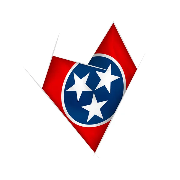 Getekende Kromme Hart Met Vlag Van Tennessee — Stockvector