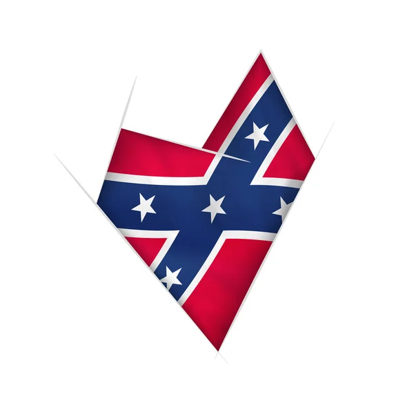 用邦联的旗帜素描的弯曲的心 — 图库矢量图片