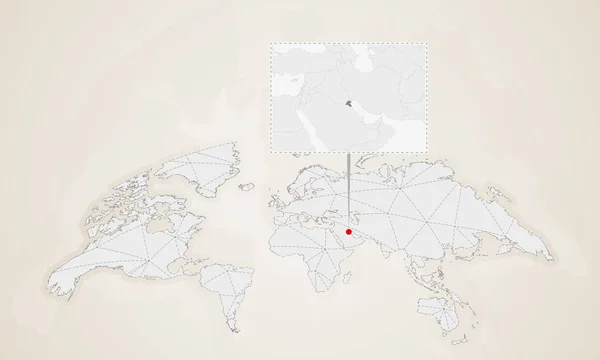 Mappa Del Kuwait Con Paesi Vicini Bloccato Sulla Mappa Del — Vettoriale Stock