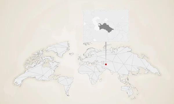 Mappa Del Turkmenistan Con Paesi Vicini Bloccati Sulla Mappa Del — Vettoriale Stock