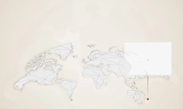 Mapę Fidżi Krajami Sąsiada Przypięte Mapie Świata Streszczenie Trójkątów Mapa — Wektor stockowy