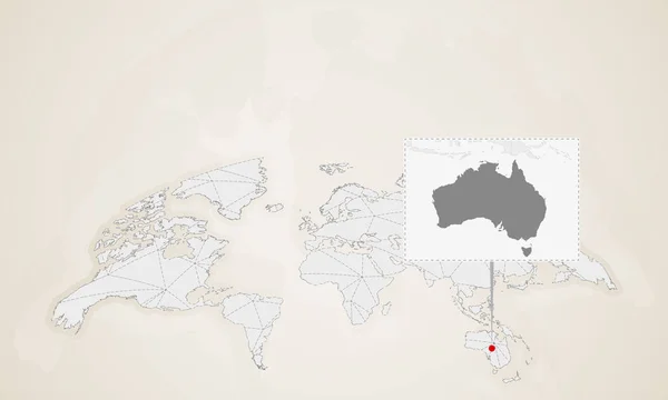 Mappa Dell Australia Con Paesi Vicini Bloccato Sulla Mappa Del — Vettoriale Stock