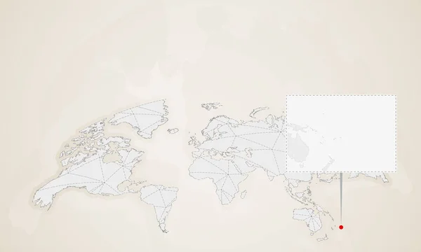 Karte Von Samoa Mit Nachbarländern Die Auf Der Weltkarte Eingezeichnet — Stockvektor