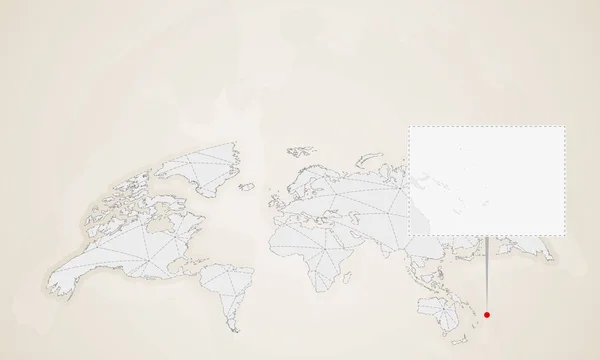 Χάρτης Του Τουβαλού Γείτονες Χώρες Καρφώθηκε Στον Παγκόσμιο Χάρτη Αφηρημένη — Διανυσματικό Αρχείο