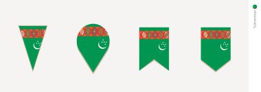 Türkmenistan bayrağı dikey tasarım, vektör çizim.