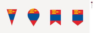 Moğolistan bayrağı dikey tasarım, vektör çizim.