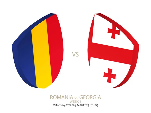 ルーマニア対ジョージア 2019年ラグビー選手権 ベクトル図 — ストックベクタ