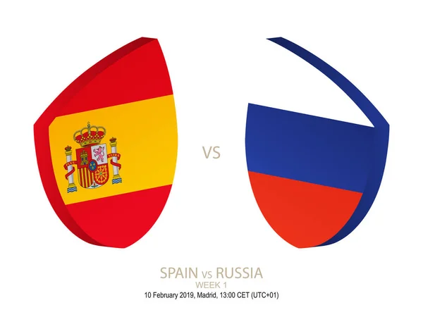 Spanien Russland 2019 Rugby Meisterschaft Vektorillustration — Stockvektor