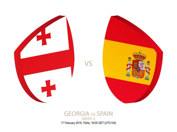Грузія Іспанії 2019 Регбі Чемпіонату Тиждень Векторні Ілюстрації — стоковий вектор