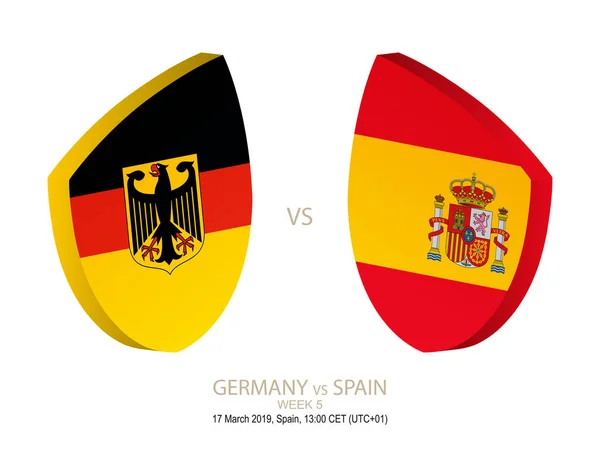 Deutschland Gegen Spanien 2019 Rugby Meisterschaft Vektorillustration — Stockvektor