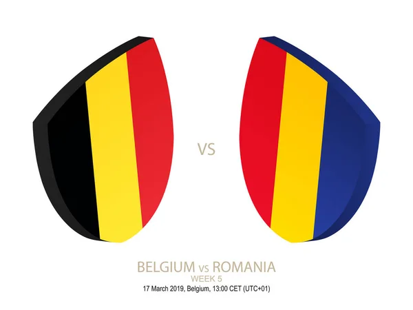 Βέλγιο Ρουμανία Πρωτάθλημα Ράγκμπι Του 2019 Εβδομάδα Εικονογράφηση Διάνυσμα — Διανυσματικό Αρχείο