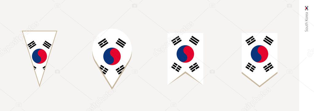 South Korea flag in vertical design, vector illustration.