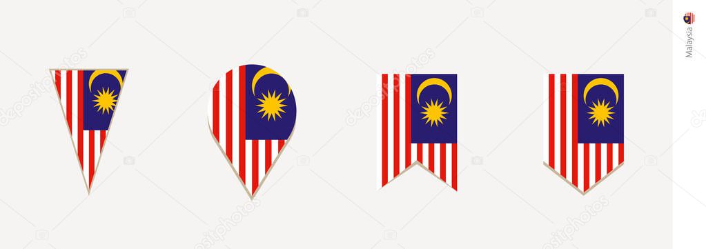 Malaysia flag in vertical design, vector illustration.
