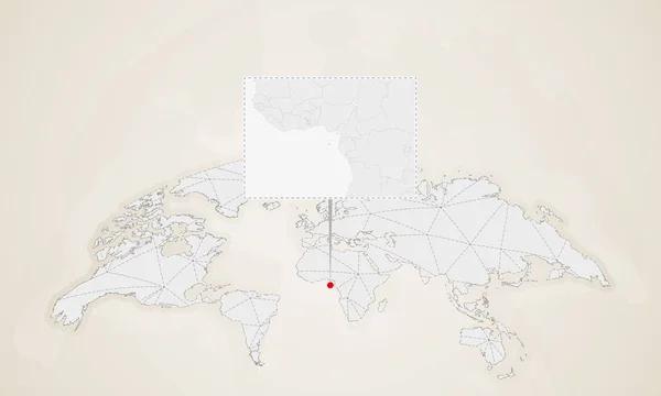 Mapa Svatý Tomáš Princův Ostrov Soused Země Připojené Mapě Světa — Stockový vektor