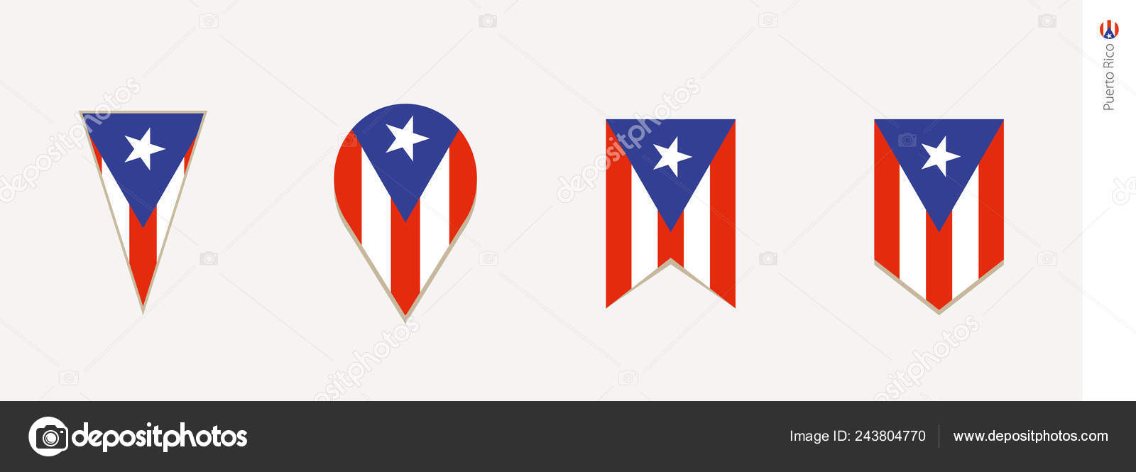 Puerto Rico Flag Vertical Design Vector Illustration Stock