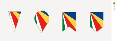 Seyşel Adaları bayrağı dikey tasarım, vektör çizim.