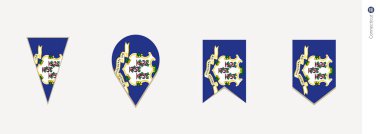 Connecticut bayrak dikey tasarım, vektör çizim.