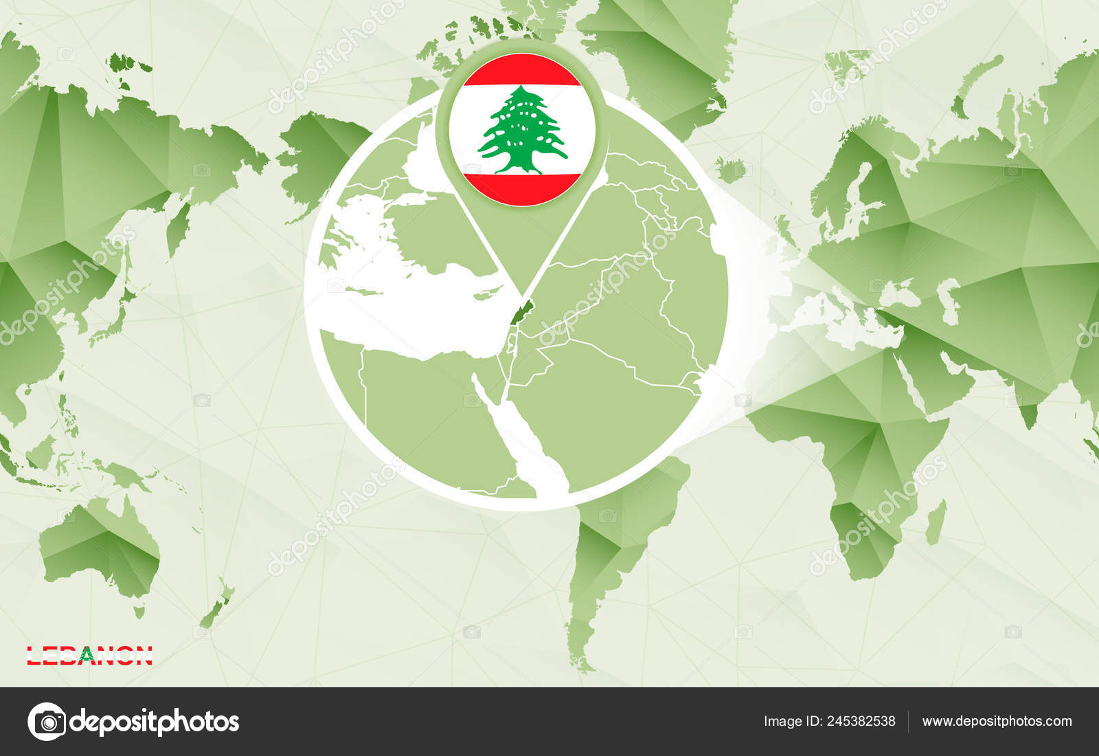 Amérique Centrée Sur Mappemonde Avec Carte Agrandie Liban